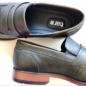 Embossed Olive Leather Loafers